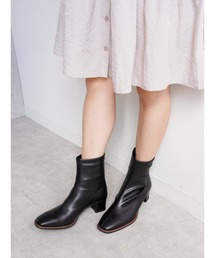 Fabby fabby | ストレッチバックファスナースクエアトゥショートブーツ(ブーツ)
