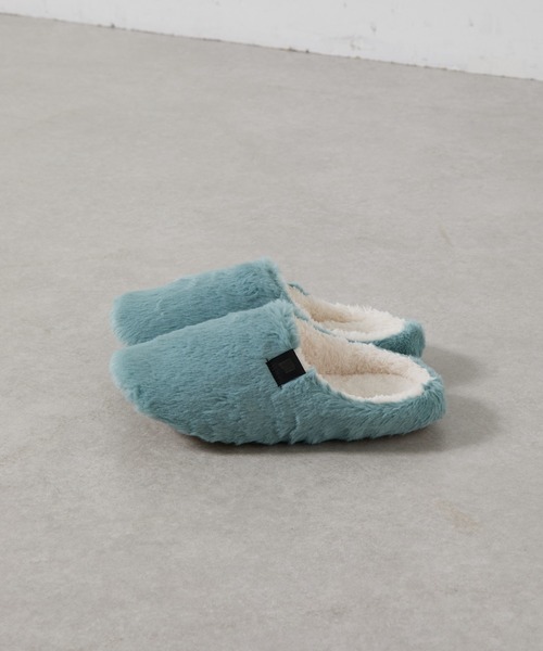 COLONY 2139(コロニートゥーワンスリーナイン)の「フェイクファールームシューズ(ルームシューズ/スリッパ・レディース・チャコールグレー/ライトグレー/ピンクベージュ/サックスブルー・FREE)」の12枚目の写真