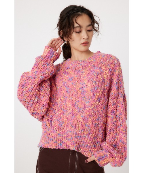 RODEO CROWNS WIDE BOWL(ロデオクラウンズワイドボウル)の「マルチカラーネップニット(ニット/セーター・レディース・イエロー系その他/ブルー系その他/ピンク系その他・FREE)」の3枚目の写真