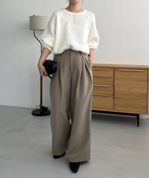 CAPRICIEUX LE'MAGE（カプリシューレマージュ）の「サイドスリットシャギープルオーバー（ニット/セーター・レディース・ベージュ/グレー/オフホワイト/グリーン・FREE）」の6枚目の写真