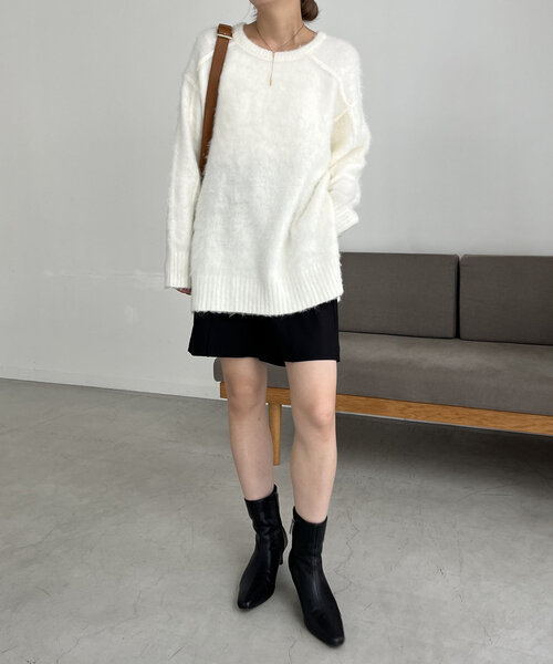 CAPRICIEUX LE'MAGE（カプリシューレマージュ）の「サイドスリットシャギープルオーバー（ニット/セーター・レディース・ベージュ/グレー/オフホワイト/グリーン・FREE）」の13枚目の写真