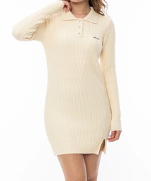 RVCA（ルーカ）の「RVCA レディース MINI RVCA KNIT LS DR ワンピース/ルーカ胸ロゴスリムシルエットリブニットワンピース（ワンピース）」