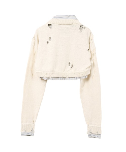 Maison MIHARA YASUHIRO(メゾンミハラヤスヒロ)の「Shirt Layered Crop Knit Sweater(ニット/セーター・レディース・ブラック/ホワイト・38/36)」の3枚目の写真
