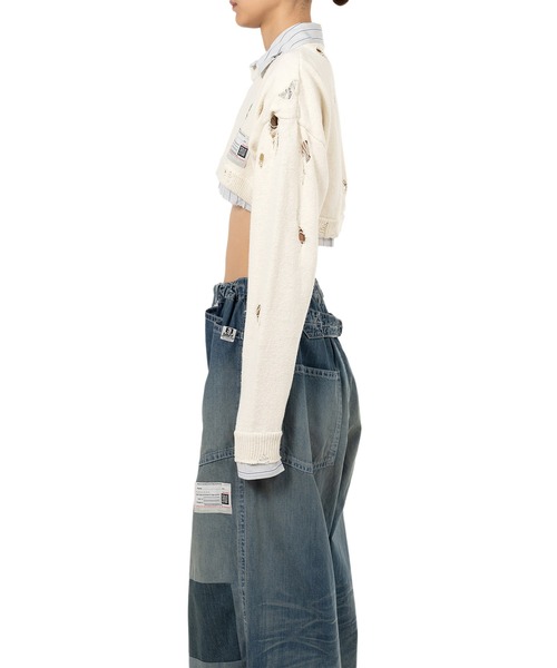 Maison MIHARA YASUHIRO(メゾンミハラヤスヒロ)の「Shirt Layered Crop Knit Sweater(ニット/セーター・レディース・ブラック/ホワイト・38/36)」の5枚目の写真