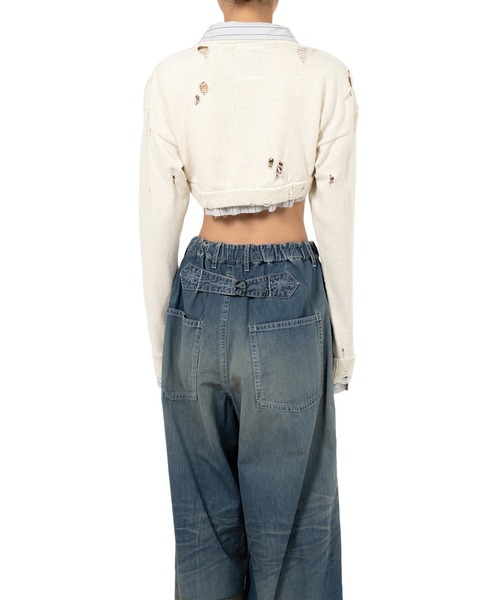 Maison MIHARA YASUHIRO(メゾンミハラヤスヒロ)の「Shirt Layered Crop Knit Sweater(ニット/セーター・レディース・ブラック/ホワイト・38/36)」の6枚目の写真