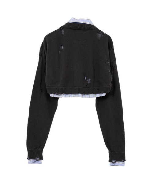 Maison MIHARA YASUHIRO(メゾンミハラヤスヒロ)の「Shirt Layered Crop Knit Sweater(ニット/セーター・レディース・ブラック/ホワイト・38/36)」の11枚目の写真