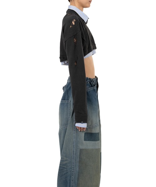 Maison MIHARA YASUHIRO(メゾンミハラヤスヒロ)の「Shirt Layered Crop Knit Sweater(ニット/セーター・レディース・ブラック/ホワイト・38/36)」の15枚目の写真