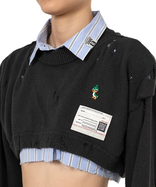 Maison MIHARA YASUHIRO(メゾンミハラヤスヒロ)の「Shirt Layered Crop Knit Sweater(ニット/セーター・レディース・ブラック/ホワイト・38/36)」の16枚目の写真