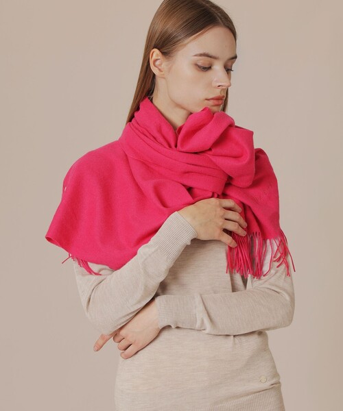 ロゴ刺繍カシミヤストール