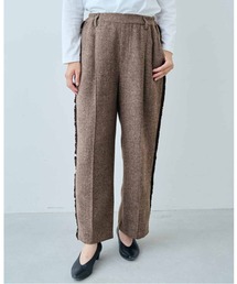IEDIT（イディット）の「ＩＥＤＩＴ　サイドフリンジで華やぐ　ピンタックヘリンボーン素材パンツ（その他パンツ）」