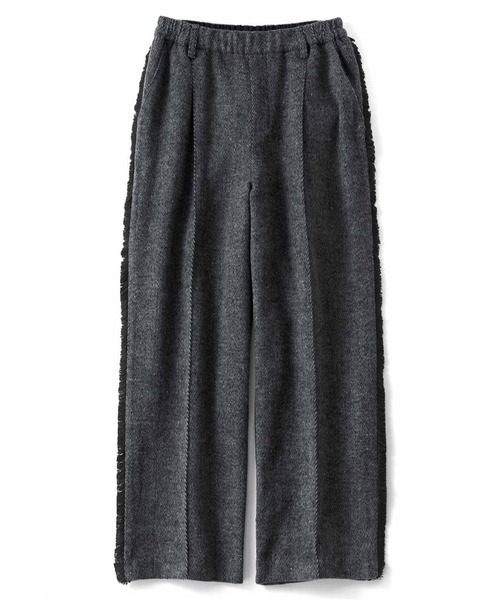 IEDIT（イディット）の「ＩＥＤＩＴ　サイドフリンジで華やぐ　ピンタックヘリンボーン素材パンツ（その他パンツ・レディース・グレー/ブラウン・M/L/LL/3L/S）」の2枚目の写真