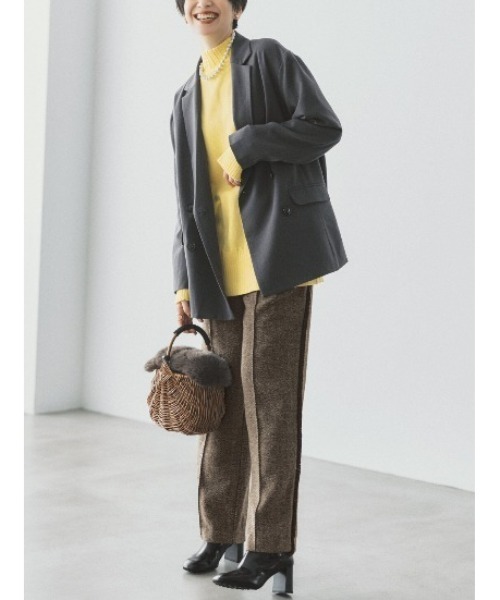 IEDIT（イディット）の「ＩＥＤＩＴ　サイドフリンジで華やぐ　ピンタックヘリンボーン素材パンツ（その他パンツ・レディース・グレー/ブラウン・M/L/LL/3L/S）」の3枚目の写真