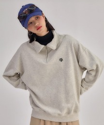A'GEM/9 × .kom 『muah muah/ムーアムーア』 LOGO POINT NAPPING ZIPUP MTM/ロゴポイント裏起毛ジップアップスウェット