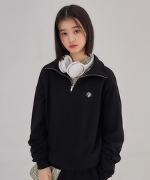 A'GEM/9 × .kom 『muah muah/ムーアムーア』 LOGO POINT NAPPING ZIPUP MTM/ロゴポイント裏起毛ジップアップスウェット