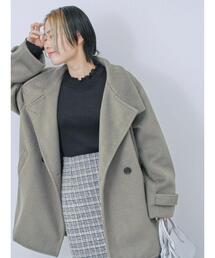 Samansa Mos2 blue | スタンドカラーシャギーコート(その他アウター)