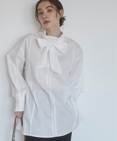 ANGIE(アンジー)の「ボウタイ ピンタック ブラウス(シャツ/ブラウス・レディース・ホワイト/ブラック・FREE)」の17枚目の写真