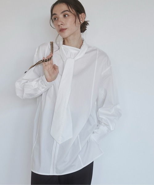 ANGIE(アンジー)の「ボウタイ ピンタック ブラウス(シャツ/ブラウス・レディース・ホワイト/ブラック・FREE)」の21枚目の写真
