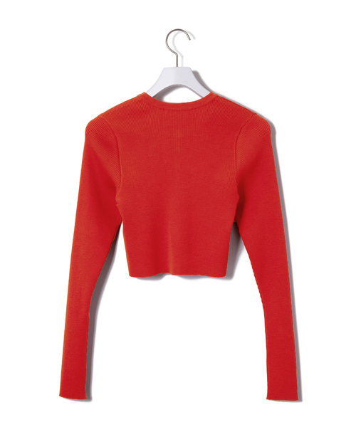 ADAM ET ROPE'(アダムエロペ)の「【公式サイト限定】【AURALEE(オーラリー)】SUPER FINE WOOL HIGH GAUGE RIB KNIT SHORT CARDIGAN(カーディガン/ボレロ・レディース・レッド・1)」の3枚目の写真