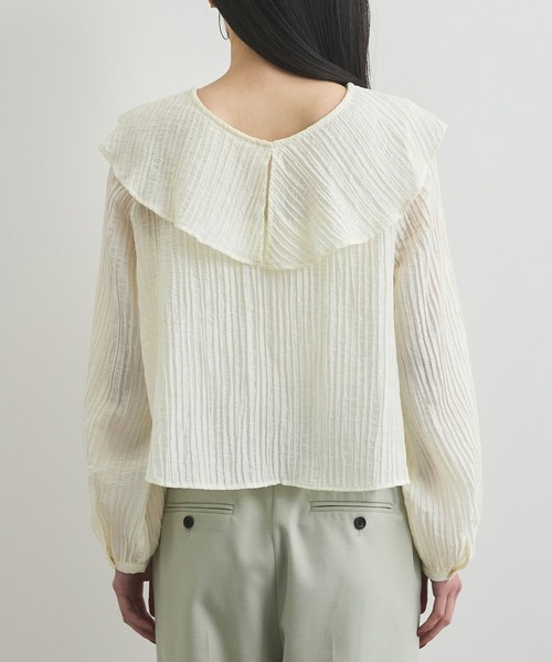 VIS（ビス）の「【洗える】ラッフルカラーブラウス（シャツ/ブラウス・レディース・ライトグリーン/オフホワイト/ブラック・FREE）」の18枚目の写真