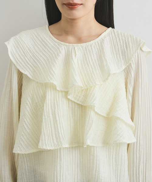 VIS（ビス）の「【洗える】ラッフルカラーブラウス（シャツ/ブラウス・レディース・ライトグリーン/オフホワイト/ブラック・FREE）」の19枚目の写真