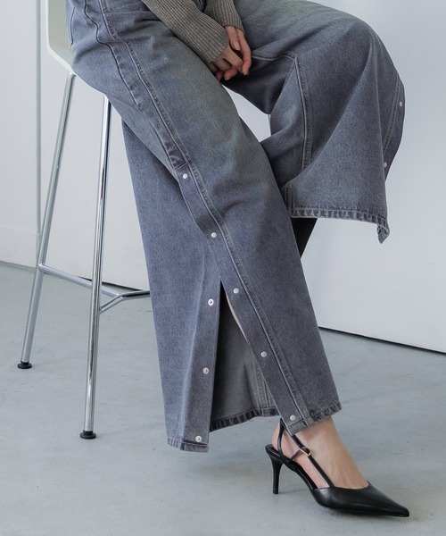 coca（coca）（コカ）の「【WEB限定セール】サイドボタンワイドデニム（デニムパンツ・レディース・ブルー・M/L/S）」の9枚目の写真