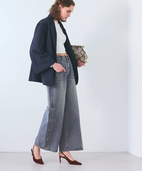 coca（coca）（コカ）の「【WEB限定セール】サイドボタンワイドデニム（デニムパンツ・レディース・ブルー・M/L/S）」の12枚目の写真