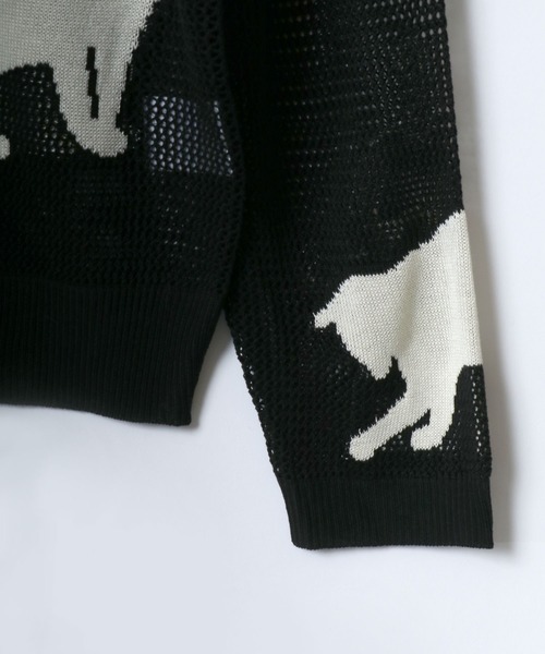 ANPAS(アンパス)の「Allover Pattern Big Cat Openwork Knitting Summer Knit/総柄 ネコ アニマル ニット 透かし編み サマーニット メンズ レディース(ニット/セーター・メンズ・ブラック/ベージュ/ブラウン・M/L)」の10枚目の写真