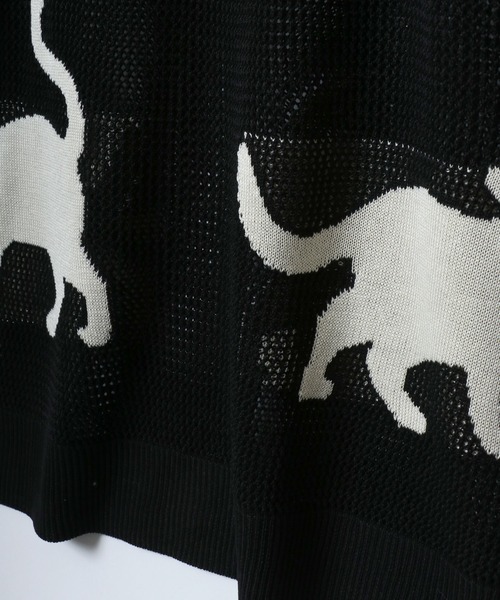 ANPAS(アンパス)の「Allover Pattern Big Cat Openwork Knitting Summer Knit/総柄 ネコ アニマル ニット 透かし編み サマーニット メンズ レディース(ニット/セーター・メンズ・ブラック/ベージュ/ブラウン・M/L)」の9枚目の写真