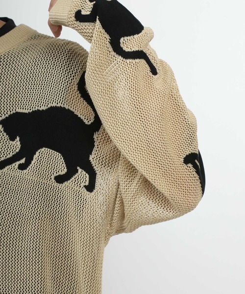 ANPAS(アンパス)の「Allover Pattern Big Cat Openwork Knitting Summer Knit/総柄 ネコ アニマル ニット 透かし編み サマーニット メンズ レディース(ニット/セーター・メンズ・ブラック/ベージュ/ブラウン・M/L)」の19枚目の写真