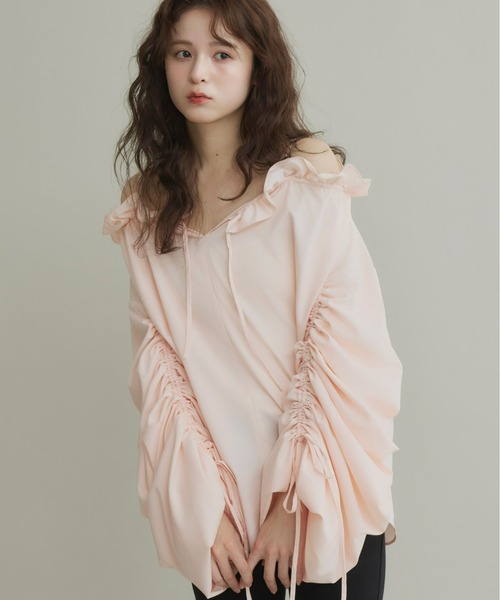 Olu.（オルドット）の「2wayオフショルダードロストブラウス（シャツ/ブラウス・レディース・ピンク/アイボリー/ブラック・FREE）」の13枚目の写真