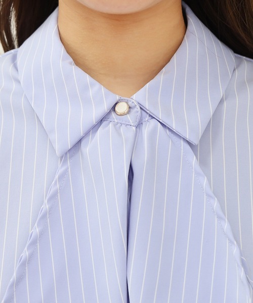 ASTORIA ODIER（アストリアオディール）の「とろみフリルストライプブラウス（シャツ/ブラウス・レディース・サックスブルー/ライトグレー・SMALL/MEDIUM/LARGE）」の15枚目の写真