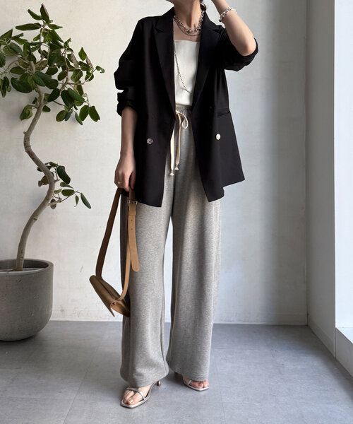 DouDou（ドゥドゥ）の「T/Rダブルジャケット（テーラードジャケット・レディース・グレー/ブラック・FREE）」の19枚目の写真