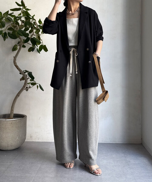 DouDou（ドゥドゥ）の「T/Rダブルジャケット（テーラードジャケット・レディース・グレー/ブラック・FREE）」の20枚目の写真