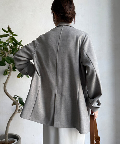 DouDou（ドゥドゥ）の「T/Rダブルジャケット（テーラードジャケット・レディース・グレー/ブラック・FREE）」の5枚目の写真