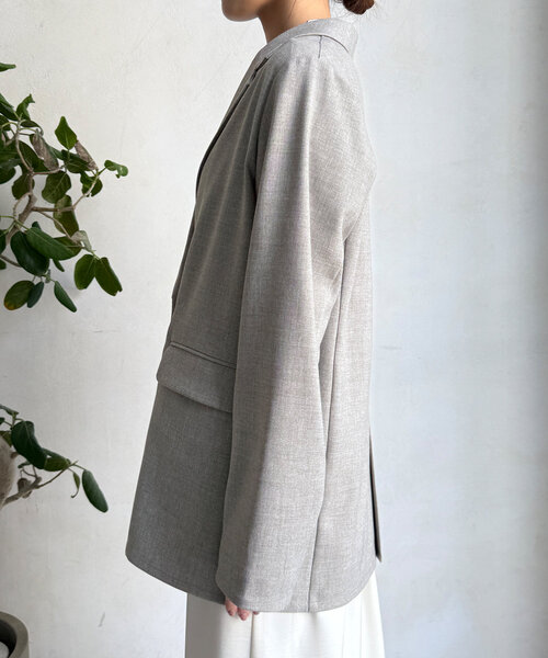 DouDou（ドゥドゥ）の「T/Rダブルジャケット（テーラードジャケット・レディース・グレー/ブラック・FREE）」の7枚目の写真