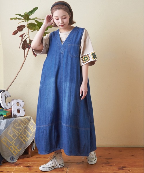 CUBE SUGAR(キューブシュガー)の「6.5オンスデニムバルーンワンピース(ワンピース・レディース・マルチ/ブラック/インディゴブルー/グリーン・M)」の17枚目の写真