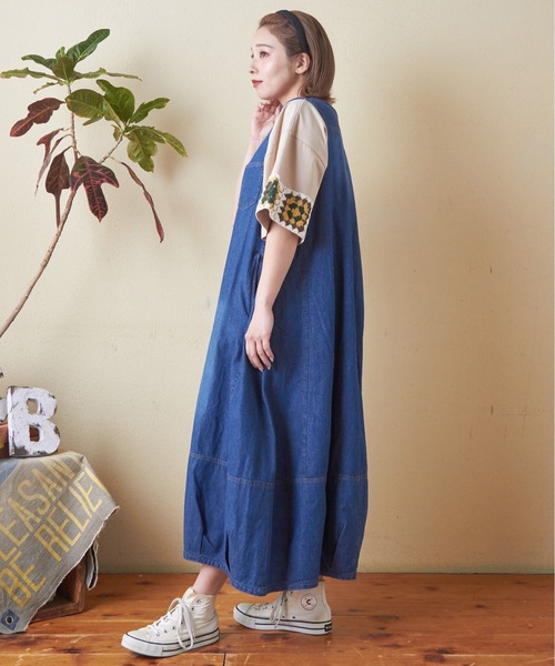 CUBE SUGAR(キューブシュガー)の「6.5オンスデニムバルーンワンピース(ワンピース・レディース・マルチ/ブラック/インディゴブルー/グリーン・M)」の18枚目の写真