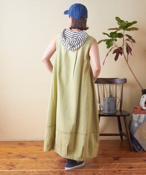 CUBE SUGAR(キューブシュガー)の「6.5オンスデニムバルーンワンピース(ワンピース・レディース・マルチ/ブラック/インディゴブルー/グリーン・M)」の15枚目の写真