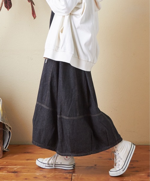 CUBE SUGAR(キューブシュガー)の「6.5オンスデニムバルーンワンピース(ワンピース・レディース・マルチ/ブラック/インディゴブルー/グリーン・M)」の10枚目の写真