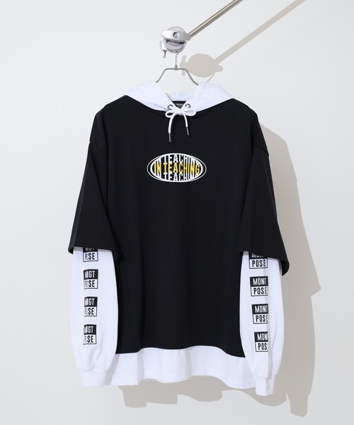 FUNALIVE(ファンアライブ)の「フェイクレイヤード長袖Tシャツパーカー(パーカー・メンズ・ブラック/ホワイト/パープル/ホワイト系・M/L)」の9枚目の写真