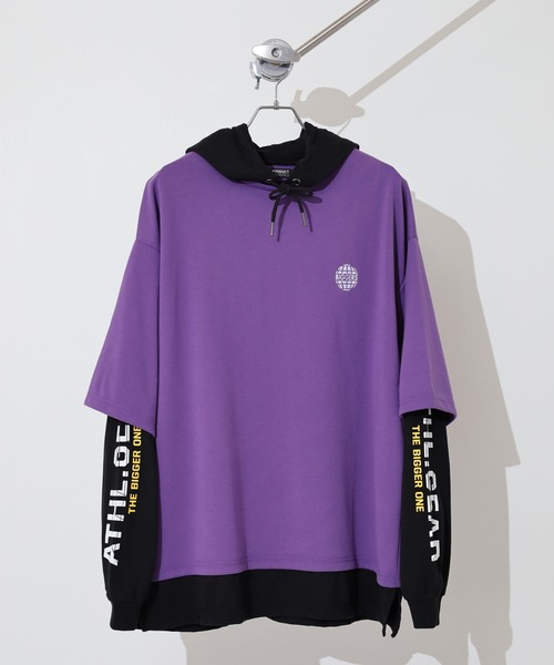 FUNALIVE(ファンアライブ)の「フェイクレイヤード長袖Tシャツパーカー(パーカー・メンズ・ブラック/ホワイト/パープル/ホワイト系・M/L)」の11枚目の写真