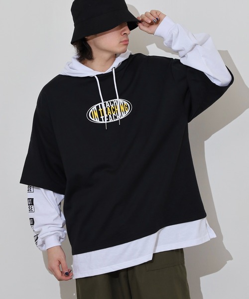 FUNALIVE(ファンアライブ)の「フェイクレイヤード長袖Tシャツパーカー(パーカー・メンズ・ブラック/ホワイト/パープル/ホワイト系・M/L)」の19枚目の写真