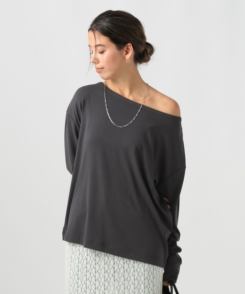 BAYFLOW（ベイフロー）の「ソフトモダールロングスリーブT（Tシャツ/カットソー・レディース・チャコール/ブルー/オフホワイト・FREE）」の2枚目の写真