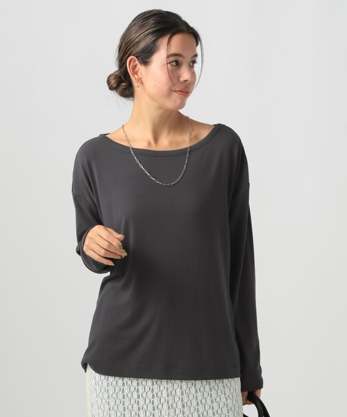BAYFLOW（ベイフロー）の「ソフトモダールロングスリーブT（Tシャツ/カットソー・レディース・チャコール/ブルー/オフホワイト・FREE）」の16枚目の写真