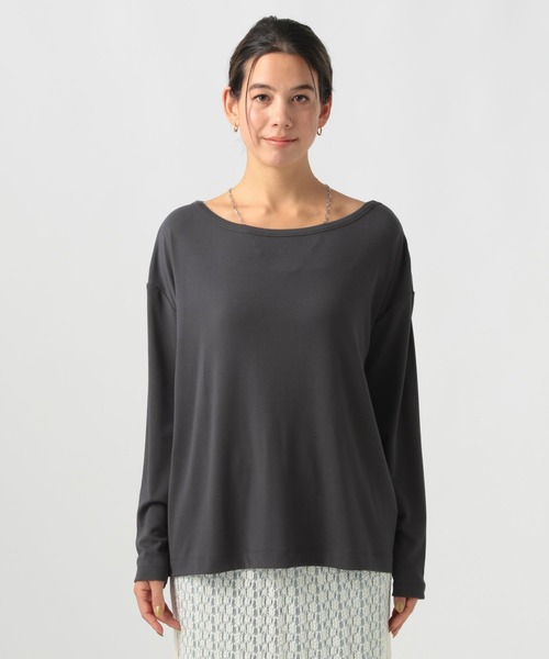 BAYFLOW（ベイフロー）の「ソフトモダールロングスリーブT（Tシャツ/カットソー・レディース・チャコール/ブルー/オフホワイト・FREE）」の9枚目の写真