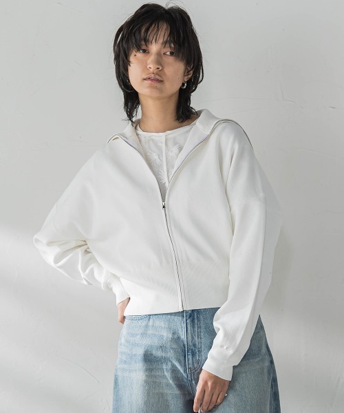 MAYSON GREY(メイソングレイ)の「ダブルジップニットカーディガン≪手洗い可能≫(カーディガン/ボレロ・レディース・ホワイト/パープル/ライトグレー・M)」の2枚目の写真