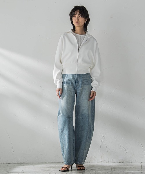 MAYSON GREY(メイソングレイ)の「ダブルジップニットカーディガン≪手洗い可能≫(カーディガン/ボレロ・レディース・ホワイト/パープル/ライトグレー・M)」の7枚目の写真
