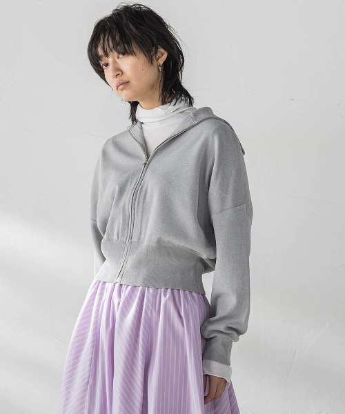 MAYSON GREY(メイソングレイ)の「ダブルジップニットカーディガン≪手洗い可能≫(カーディガン/ボレロ・レディース・ホワイト/パープル/ライトグレー・M)」の11枚目の写真