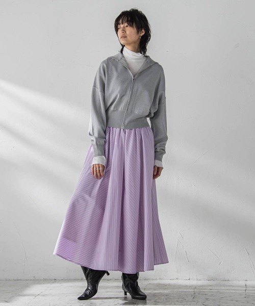 MAYSON GREY(メイソングレイ)の「ダブルジップニットカーディガン≪手洗い可能≫(カーディガン/ボレロ・レディース・ホワイト/パープル/ライトグレー・M)」の12枚目の写真