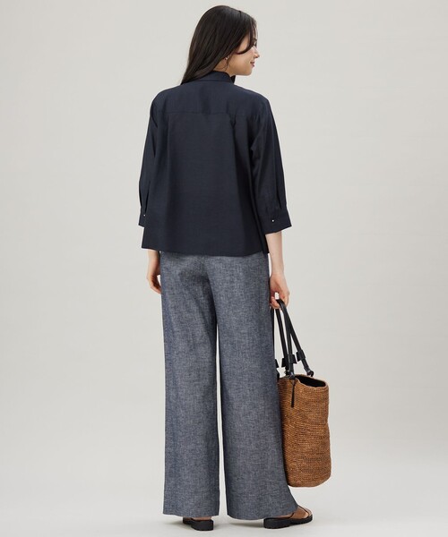 自由区(ジユウク)の「コットンリネンシャンブレーワイドストレート パンツ(その他パンツ・レディース・ネイビー系/サックスブルー系・46/44)」の10枚目の写真